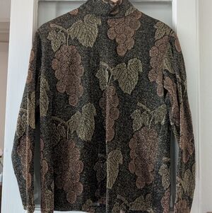 Vintage Grape Patterned Turtleneck Sweater